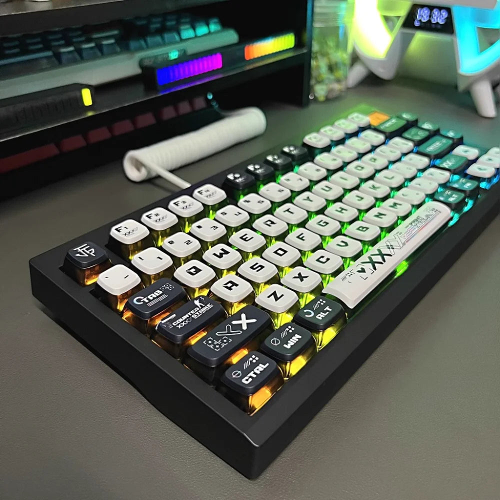 Doomsday Crossing Keycaps personalizados 125 teclas PBT + PC SAX Quad Translúcido Pudding Keycaps para MX Switch Teclados mecânicos