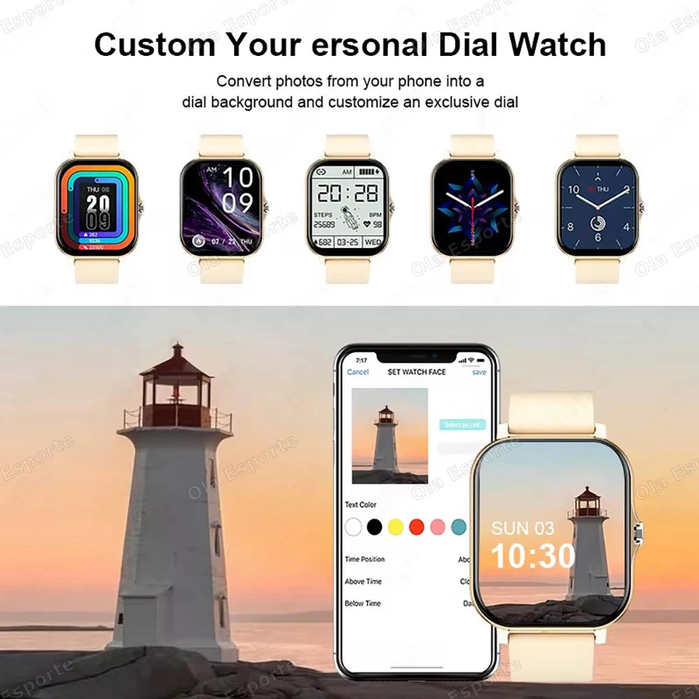 20226 Novo smartwatch de 1,83 polegadas Notificações de chamada Monitoramento do sono Rastreamento de atividades Relógio inteligente compatível com Android e iOS