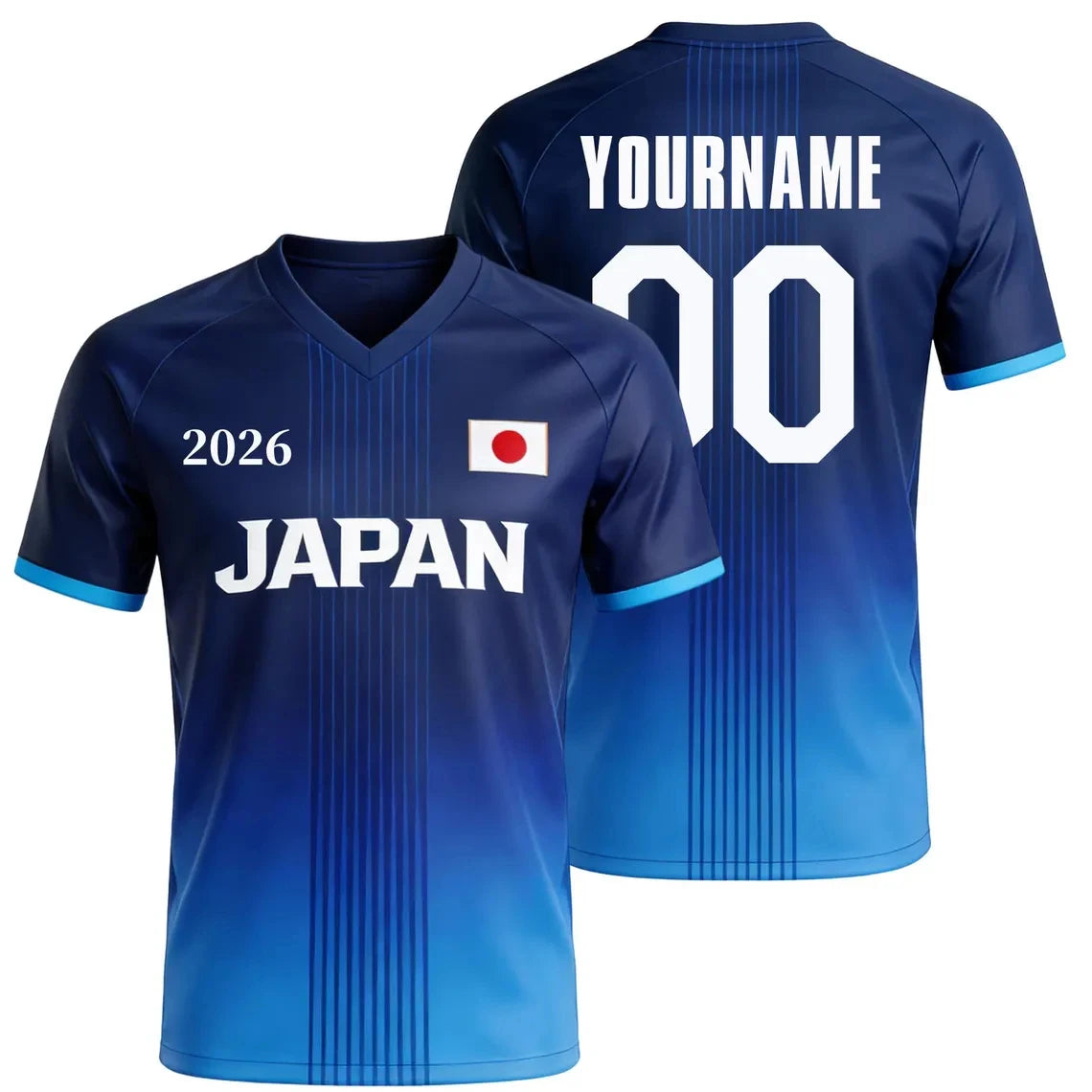 Camisa de Futebol Personalizada Japão 2026 - Personalize com Seu Nome e Número - Camiseta de Futebol de Secagem Rápida - Uniforme Esportivo - Atacado e Dropshipping