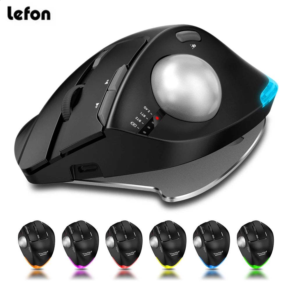 Lefon F33/F26C/F35B Trackball Mouse/Bluetooth Mouse Ergonômico 2.4G Ratos Rollerball Recarregáveis Sem Fio para PC Desenho de Escritório