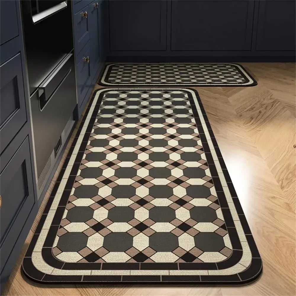 VIKAMA 1/2 peças Tapete Vintage para Cozinha, Sala de Estar, Quarto, Tapete de Corredor Antiderrapante, Capacho de Entrada, Decoração para Casa