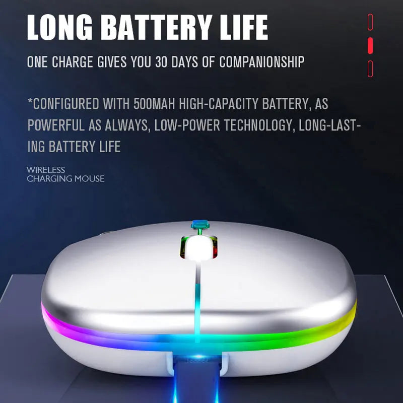 Rato sem fio bluetooth 5.0 com usb recarregável rgb luz para computador portátil computador pc macbook gaming mouse 2.4ghz 1600dpi
