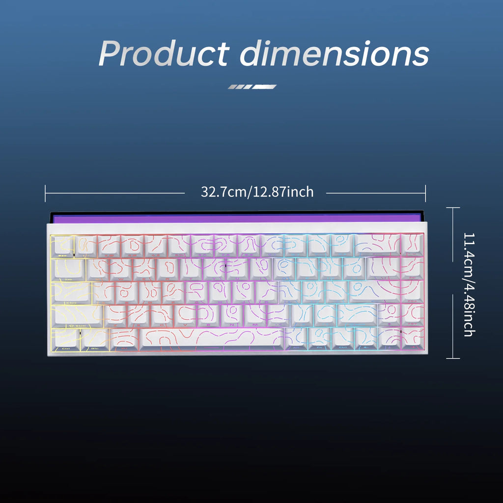 Novo ajazz nacodex nk68 teclado mecânico terreno keycap rgb barra de luz 68 teclas com fio jogos escritório com fio conectar teclado