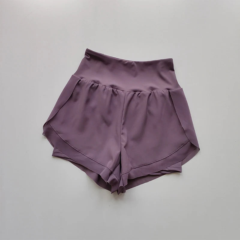 Calções esportivos femininos de verão malha 2 em 1 shorts de yoga de secagem rápida respirável shorts de fitness cintura alta fitness correndo shorts