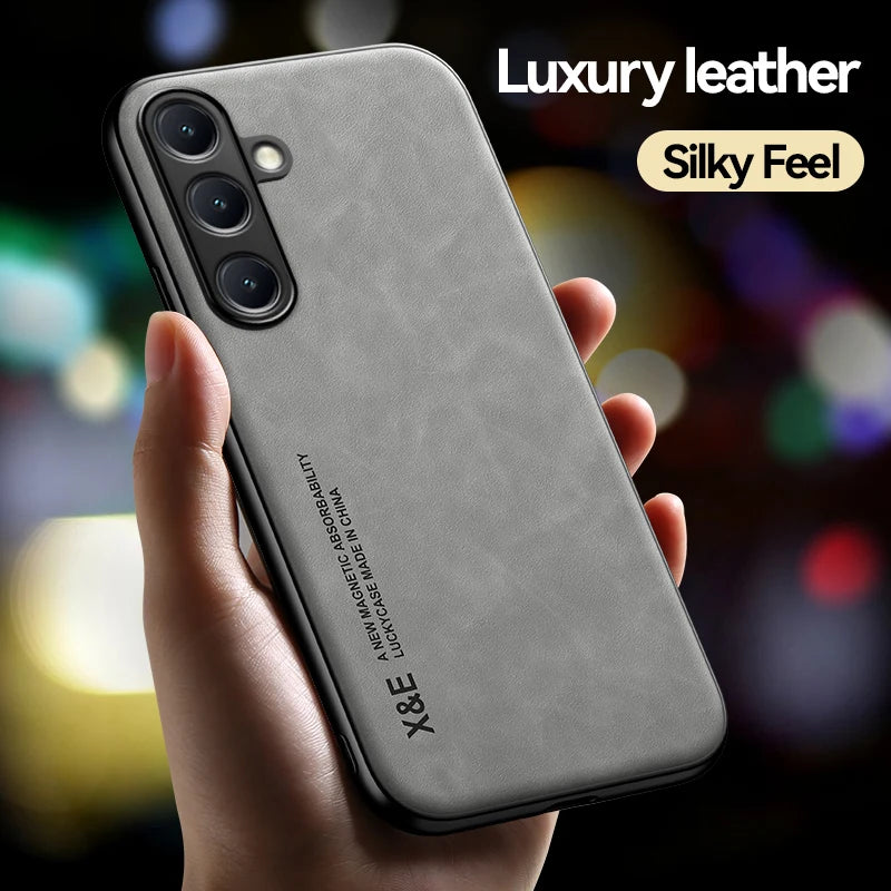 Capa de telefone ultrafina de couro de luxo para samsung galaxy s26 s25 s24 s23 s22 s21 ultra plus sensação de seda capa macia para suporte de carro