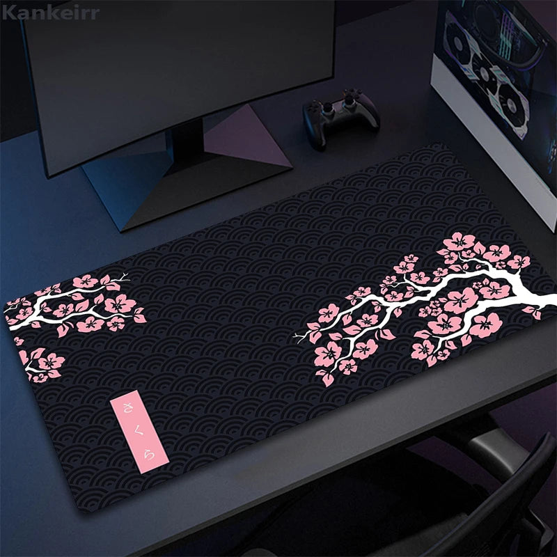 Grande Roxo Sakura Mouse Pad, Escritório Mousepad, PC Gamer Mousepad, Tapete de Mesa Kawaii, Tapetes De Teclado De Borracha, Presentes, 900x400