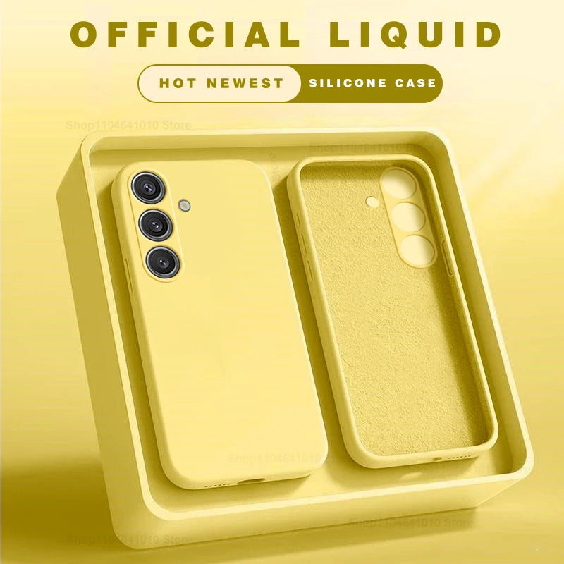 Capa de Silicone Líquido Quadrada para Samsung Galaxy S26 S25 S24 S23 S22 Ultra Plus S26Ultra - capinha Protetora Macia