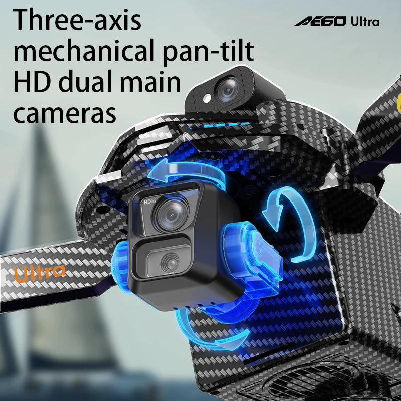 Novo drone gps profissional a60 com câmera 8k, gimbal de 3 eixos, 5g, wi-fi, sem escova, quadricóptero rc, controle de tela, airdrop, segurança
