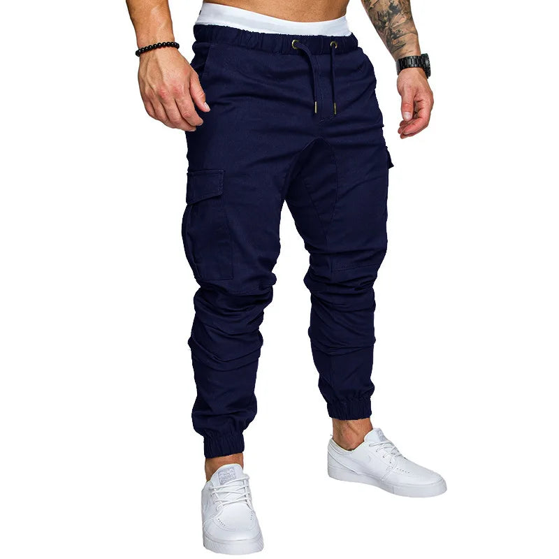Calças masculinas finas moda casual jogger calças 2020 streetwear calças de carga multi-bolsos calças de fitness ginásios moletom dos homens