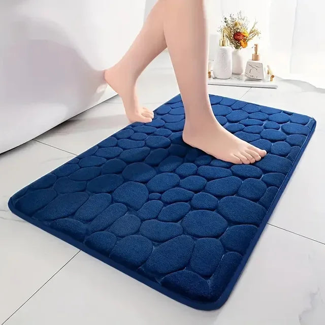3D antiderrapante banheiro esteira, absorvente capacho, cobblestone gravado tapete, porta tapetes, máquina lavável, secagem rápida