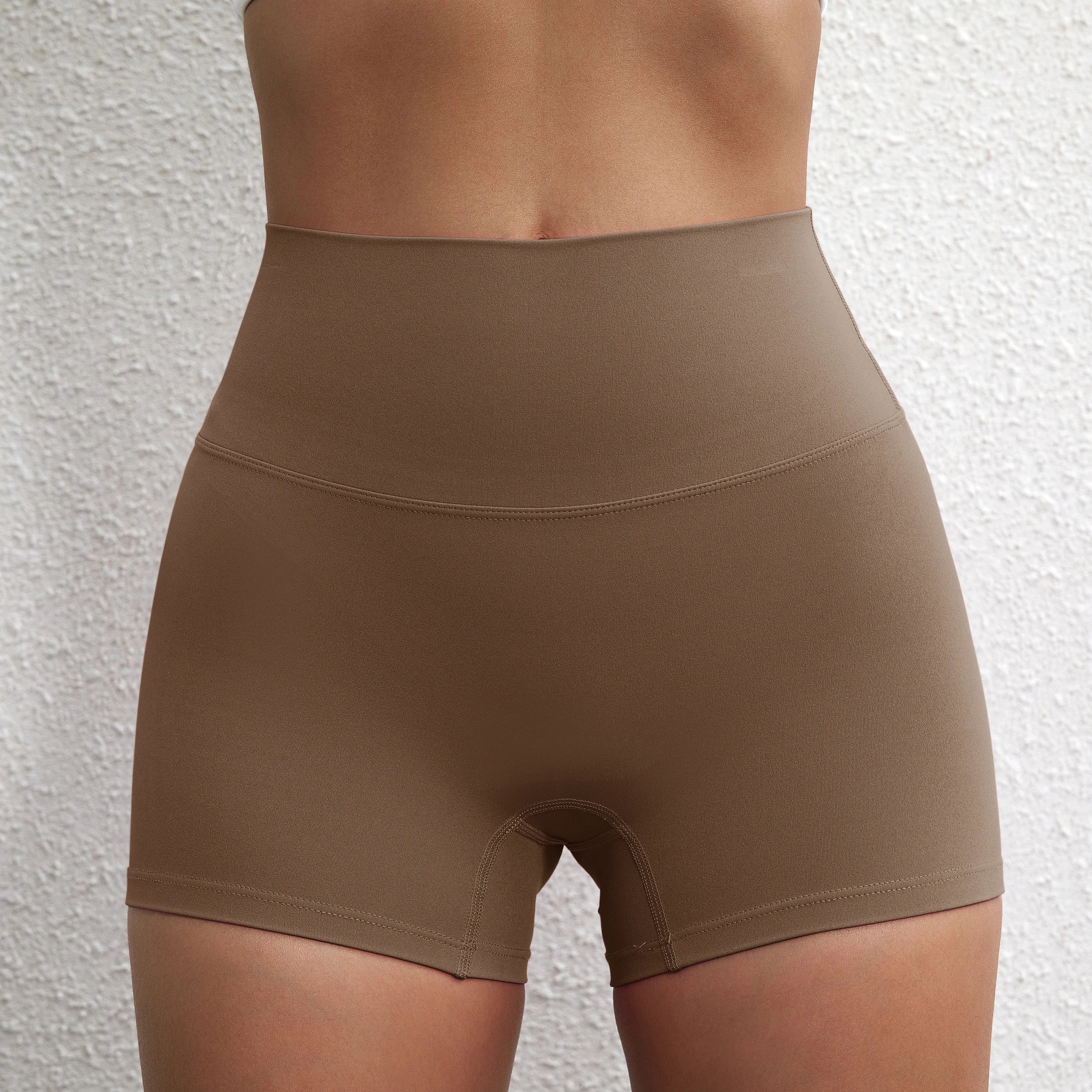 Sexy cor sólida cintura alta atlético yoga perna curta ciclismo feminino fitness esporte curto treinamento abrangente jogging agachamento à prova