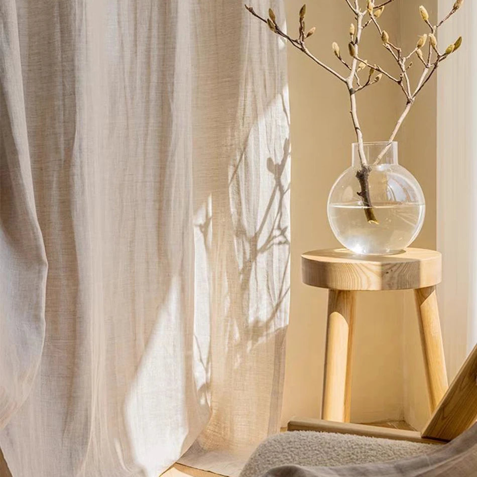 Cortina com Rod Pocket for Window, 100% Linho, Filtragem de Luz, Farmhouse Living Room, Children Bedroom, Environmental, Linen