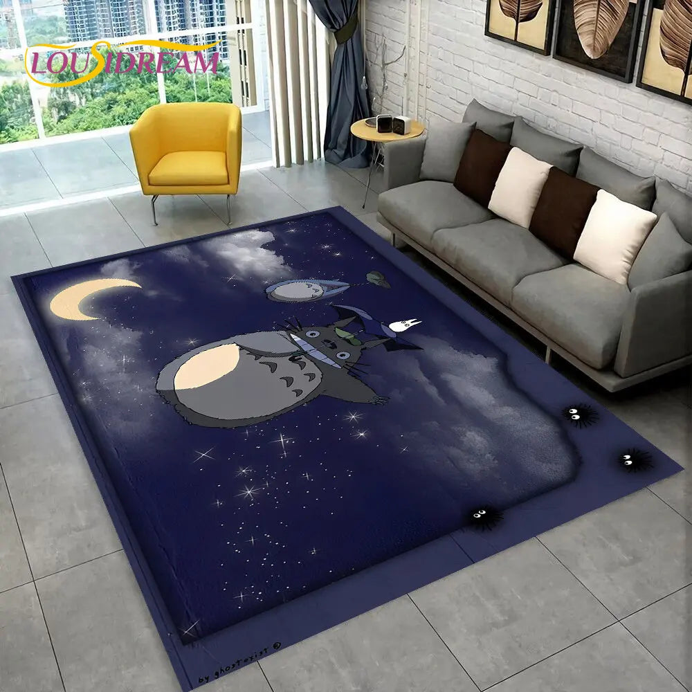 Tapete de Área 3D Antiderrapante Infantil com Desenho Animado O Meu Vizinho Totoro, para Sala de Estar, Quarto, Sofá e Decoração de Porta