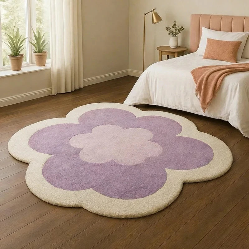 Forma de flor tapetes para sala estar forma irregular decoração do quarto menina tapete engrossado pelúcia cabeceira tapete macio