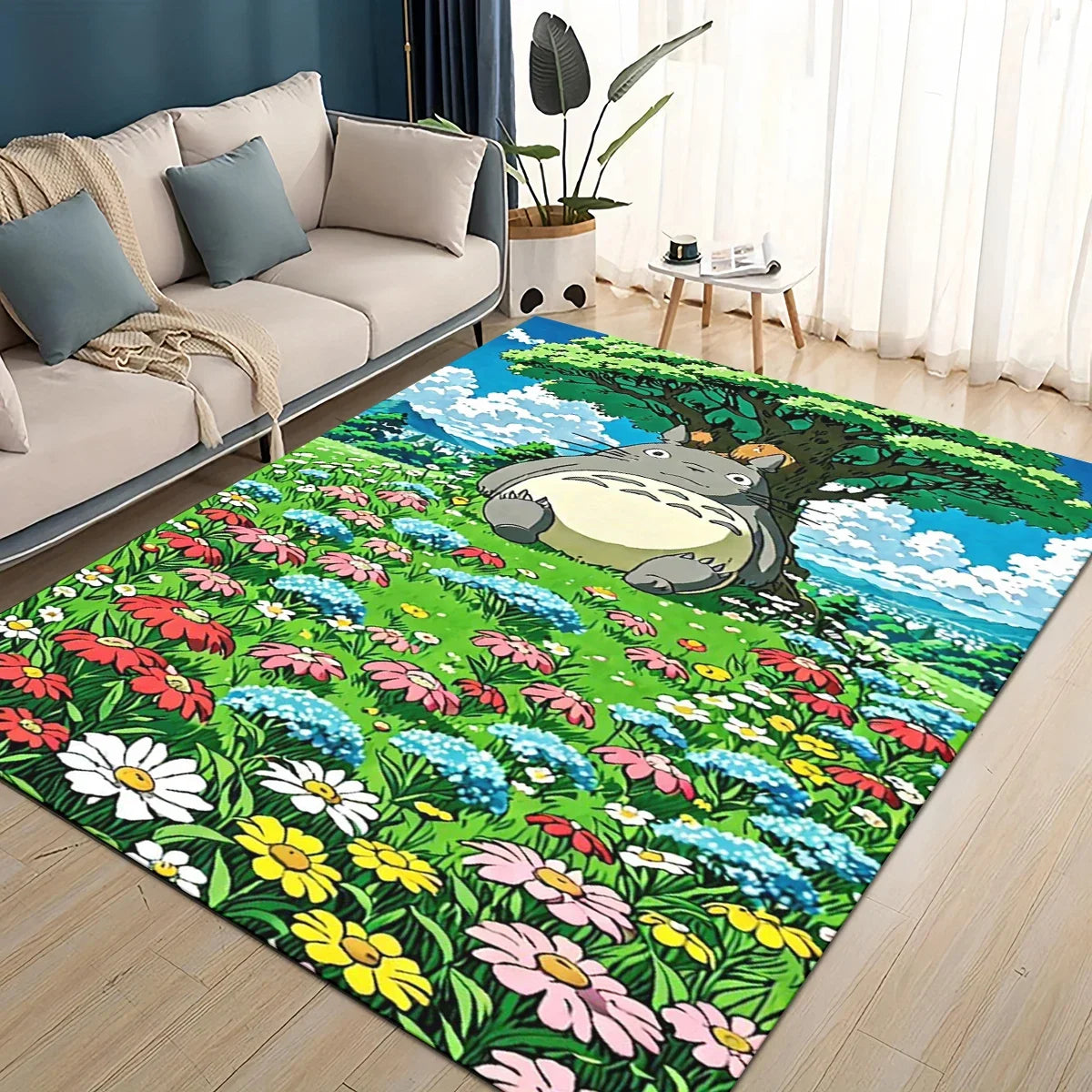 Tapete 3D T-Totoros para Sala de Estar, Quarto Infantil, Sofá, Decoração, Tapete Antiderrapante para Brincadeiras das Crianças