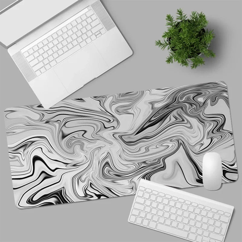Preto e branco mouse pad grande acessórios de jogos de computador mousepads tapetes de mesa tapete antiderrapante portátil macio mouse pad mouse