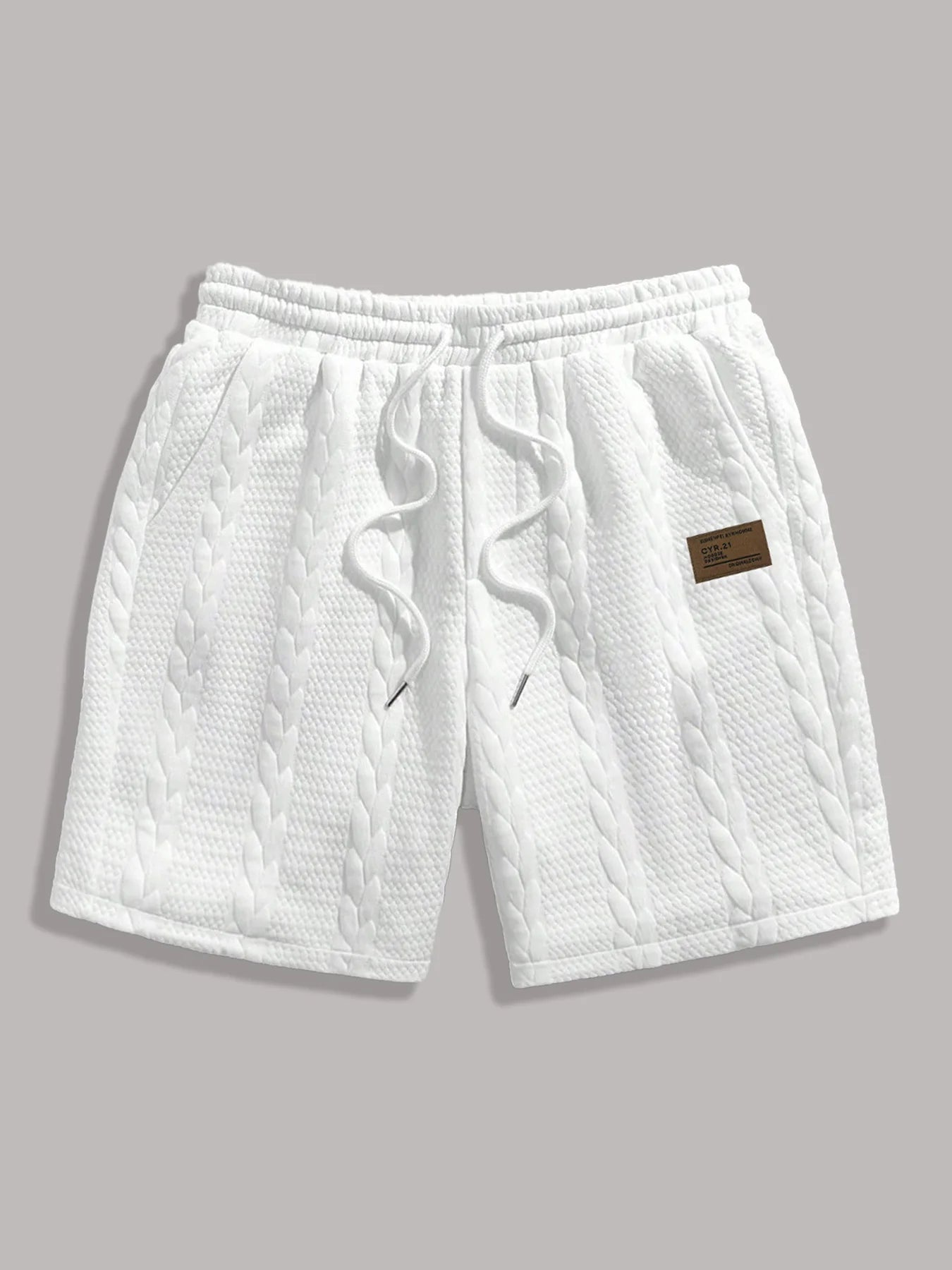 Shorts Casuais Brancos Masculinos com Cordão, Soltos e Respiráveis, de 5 Polegadas para o Verão