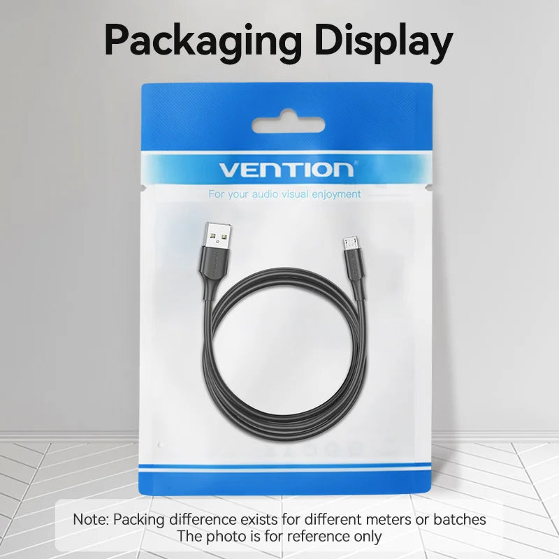 Vention-micro usb 3a cabo de nylon, carregador rápido, tipo c, download de dados, para samsung, xiaomi, lg, android