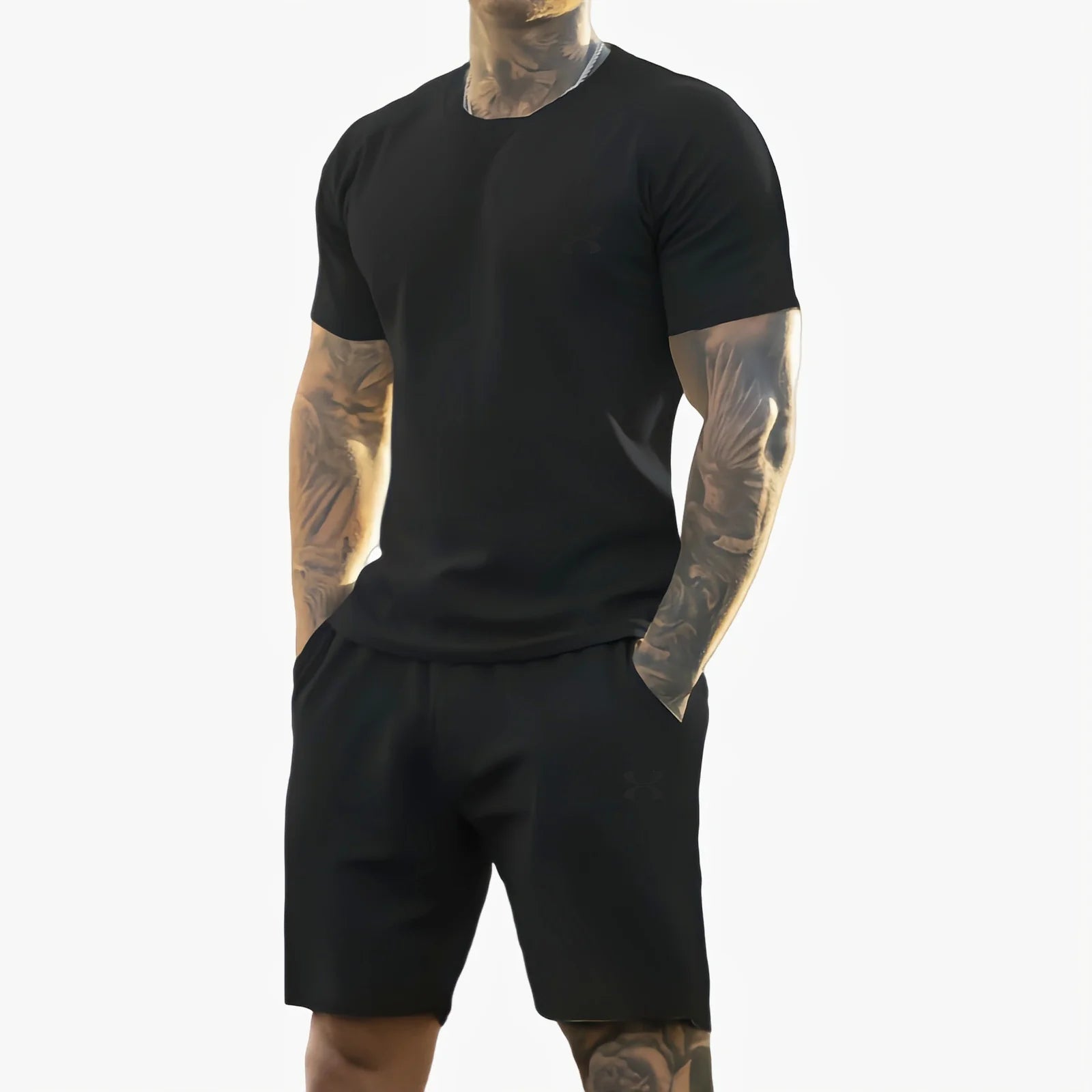 2025 verão novo masculino impresso camiseta de manga curta + shorts terno, roupas esportivas casuais, respirável ao ar livre casual camiseta masculina,