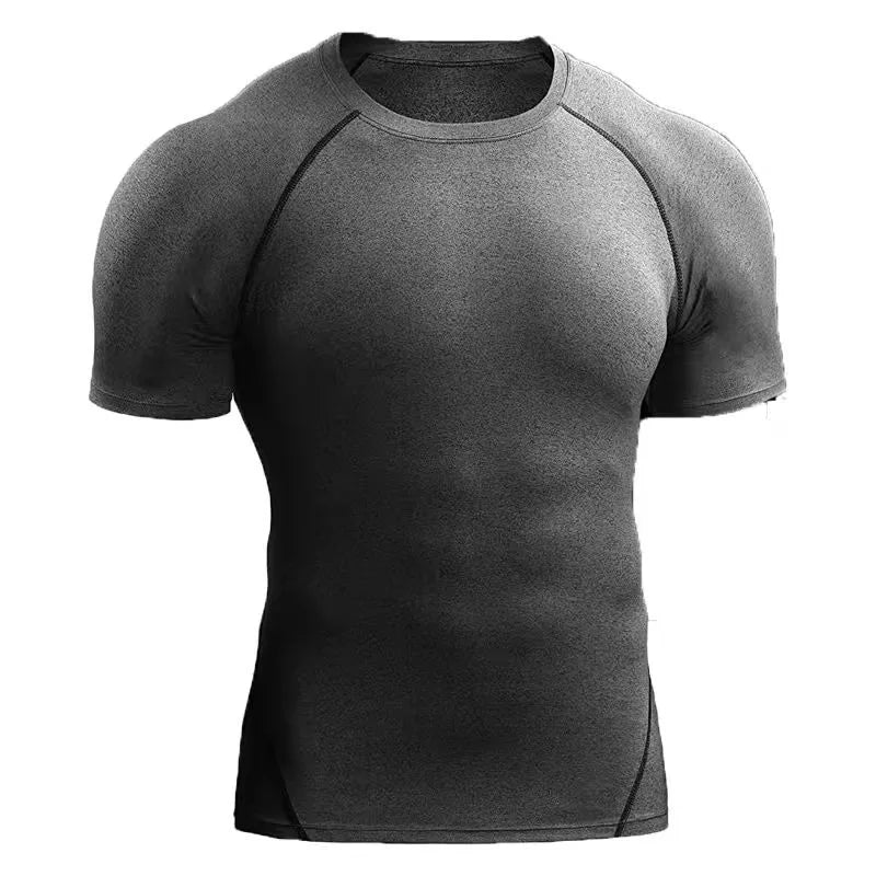 Roupas de fitness esportes ao ar livre dos homens secagem rápida manga curta camiseta treinamento pro correndo estiramento apertado roupas yoga