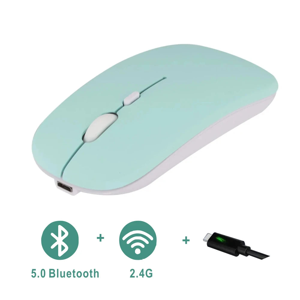 Mouse modo duplo bluetooth sem fio recarregável botão silencioso ajustável dpi usb 2.4g óptico adequado para laptops novo