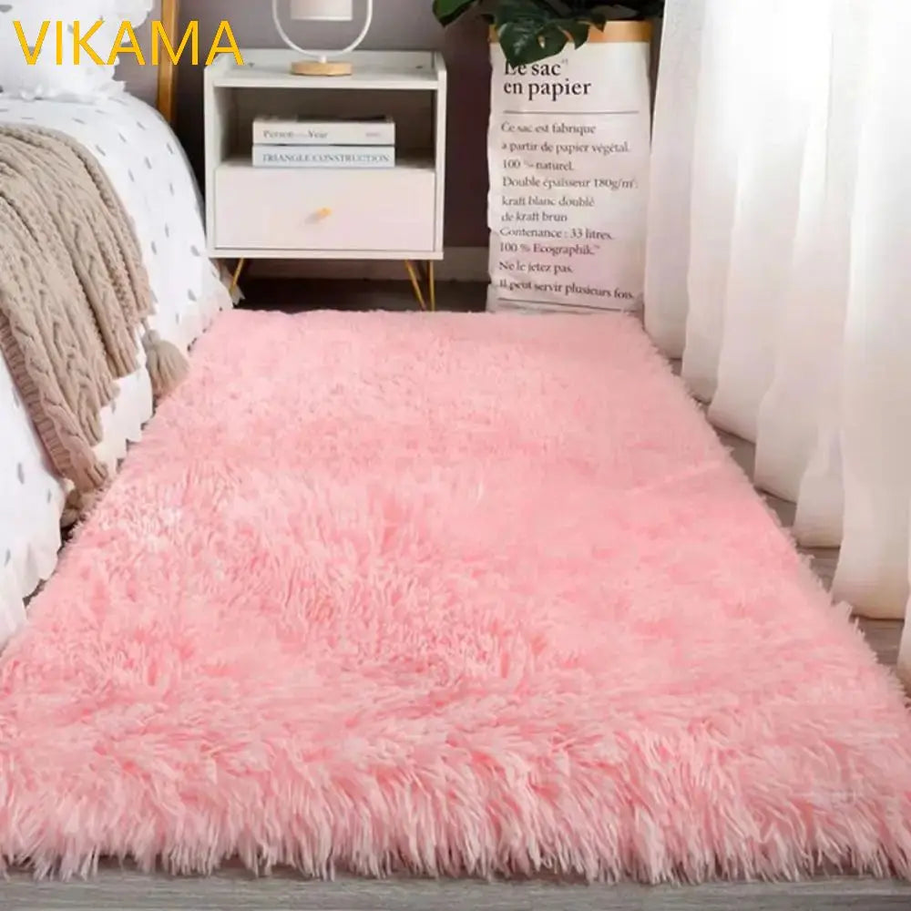 VIKAMA-Tapete simples de lã de seda, cobertor de cama monocromático, mesa de café, quarto e sala, macio de alto grau
