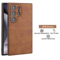 Capa de Couro PU Vintage de Luxo para Samsung S26 Ultra S25 S24 Plus S23 S22 S26Ultra, Capa Traseira Fina e Antichoque com Bumper Macio para Câmera