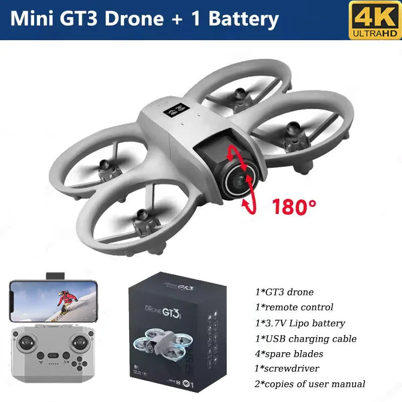 Drone Mini GT3 MAX 5G 8K com Câmera GPS Pro HD para Fotografia Aérea com Iluminação Dinâmica e Controle Remoto