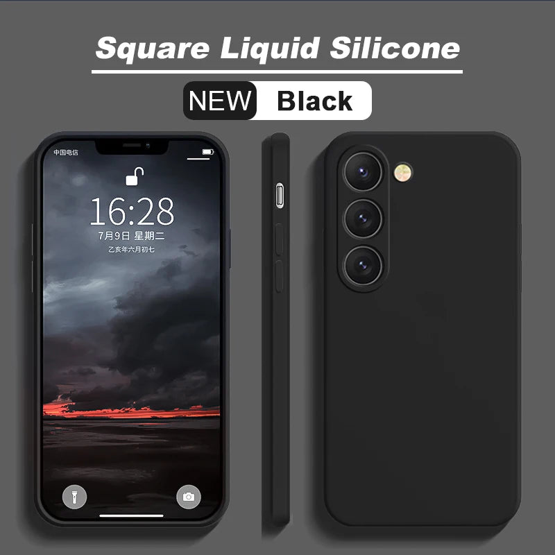 Capa de Silicone Líquido Quadrada para Samsung Galaxy S26 S25 S24 S23 S22 Ultra Plus S26Ultra - capinha Protetora Macia