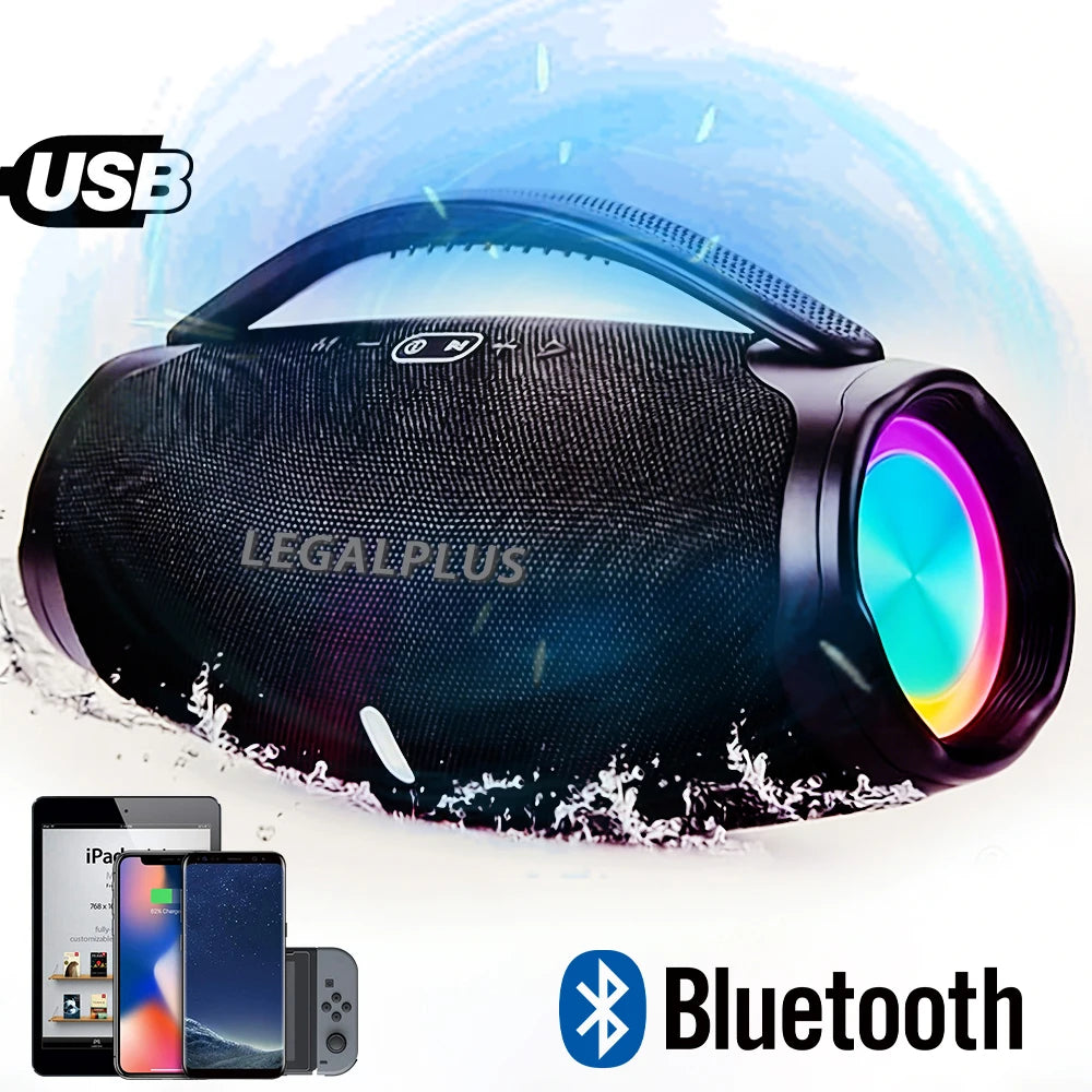 Caixa de Som Bluetooth 70W Portátil Estilo Boombox, Alto-falante Potente Resistente à Água para Festas