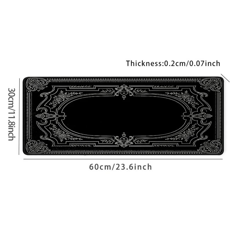 Motivo preto grande barroco ornamentado mouse pad mesa gadgets teclado 90x40cm tapete de mesa xxl playmat mouse pads desktops itens de escritório