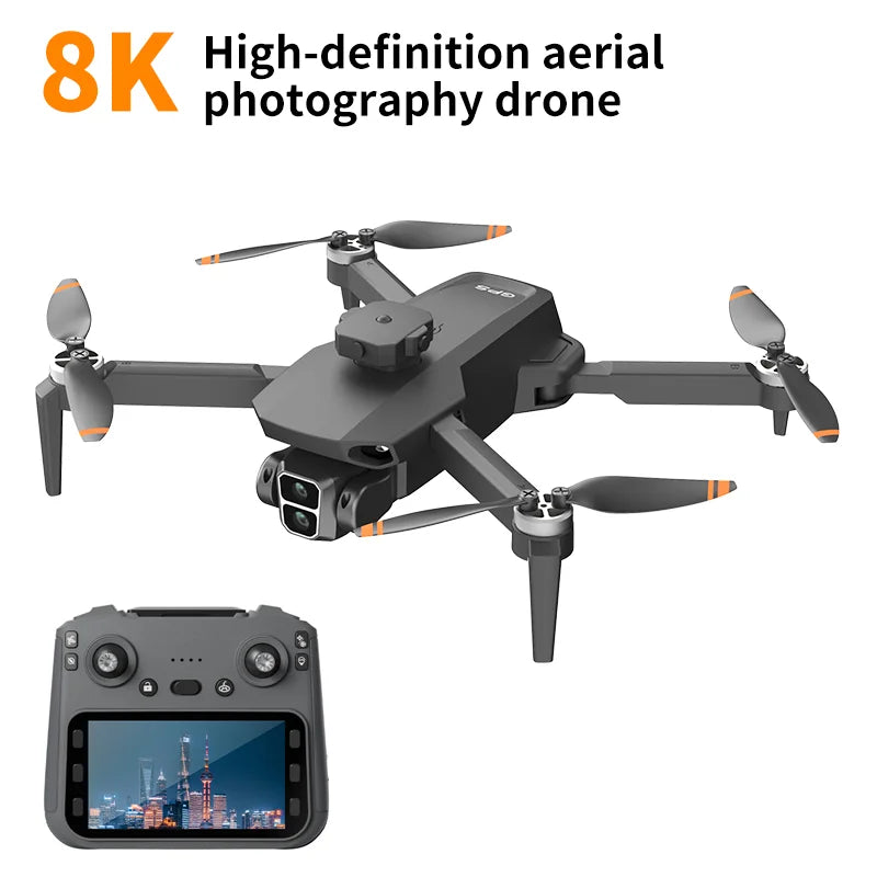L106 drone 8k hd câmera dupla 5g wifi fpv motor sem escova evitar obstáculos com tela de controle remoto quatro eixos dron brinquedos presentes