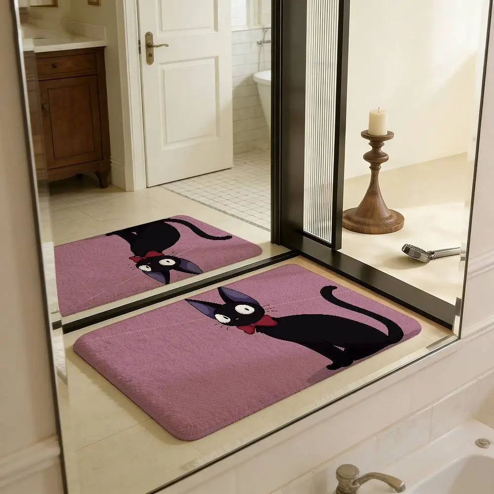 Tapetes de Quarto KiKi Jiji Retro com Múltiplas Opções para Sala de Estar e Cozinha, Tapete Antiderrapante de Boas-Vindas