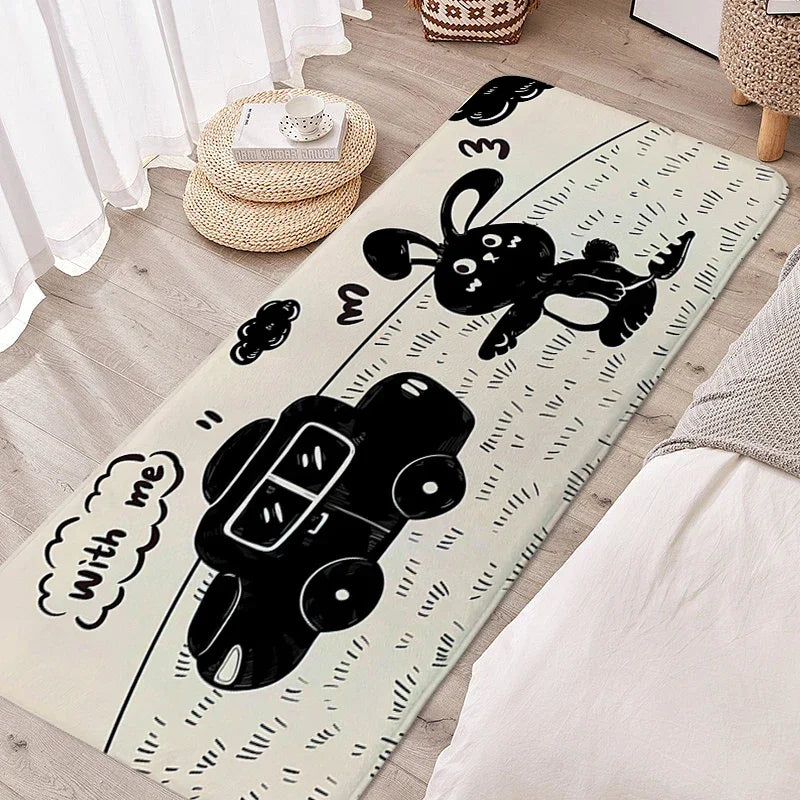 Tapete para quarto infantil, gato preto, adorável, quarto infantil, antiderrapante, banheiro, porta de entrada, decoração de casa