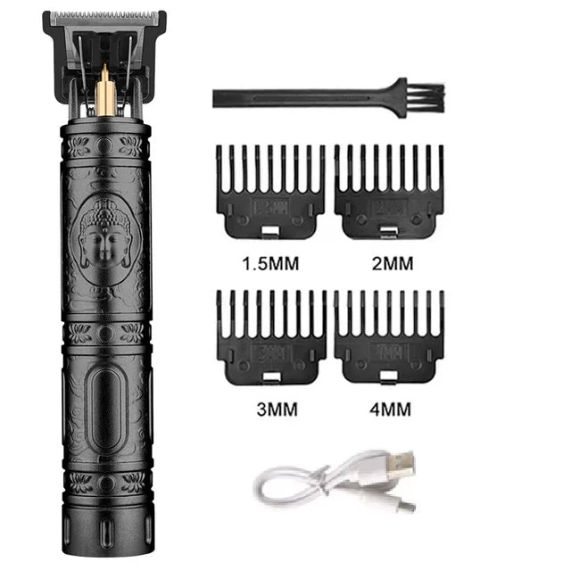 Aparador de cabelo de metal recarregável para homens, Carving Hair Clipper, Máquina de corte profissional do barbeiro