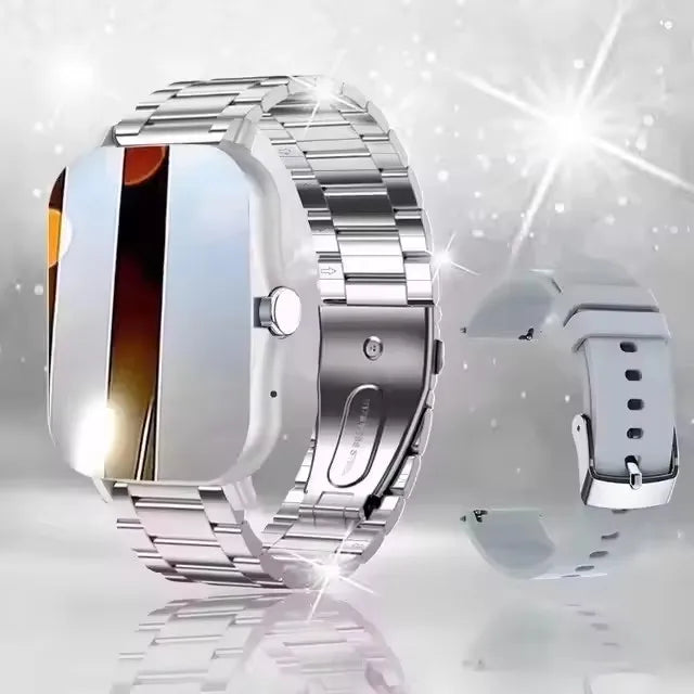 Relógio inteligente com tela de toque completa, chamada, lembrete de mensagens, controle de música e outras funções, compatível com iPhone/android mo