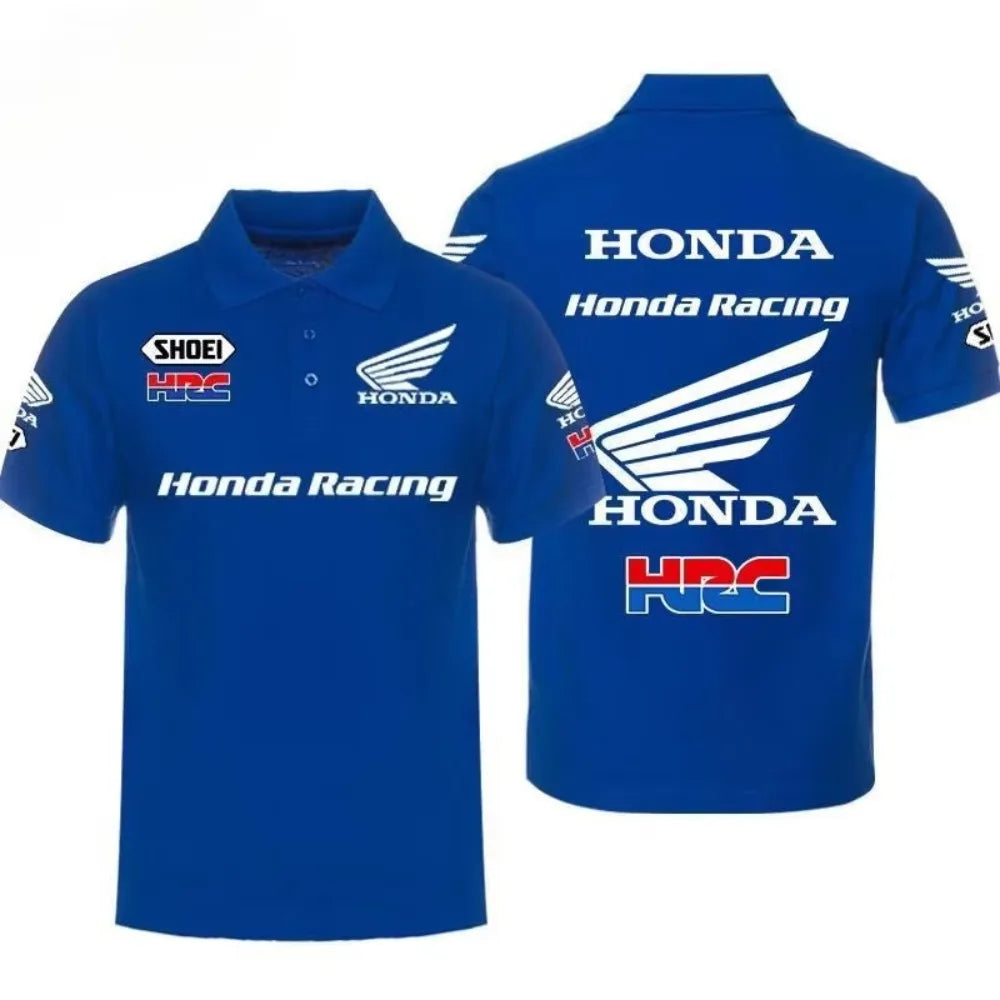 Honda camisas polo masculinas e femininas verão cbr não-dupla asa de ouro camiseta corrida motocicleta manga curta primavera e outono topo